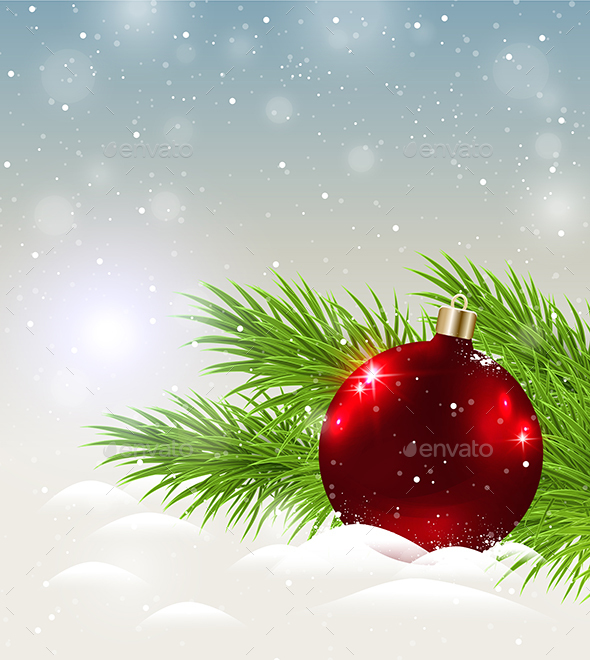 Christmas Red Decoration in Snow - Christmas Seasons/Holidays