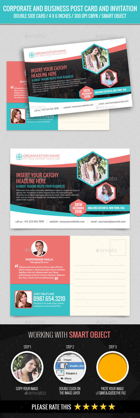 Corporate and Business Post Card Template - Cards & Invites Print Templates