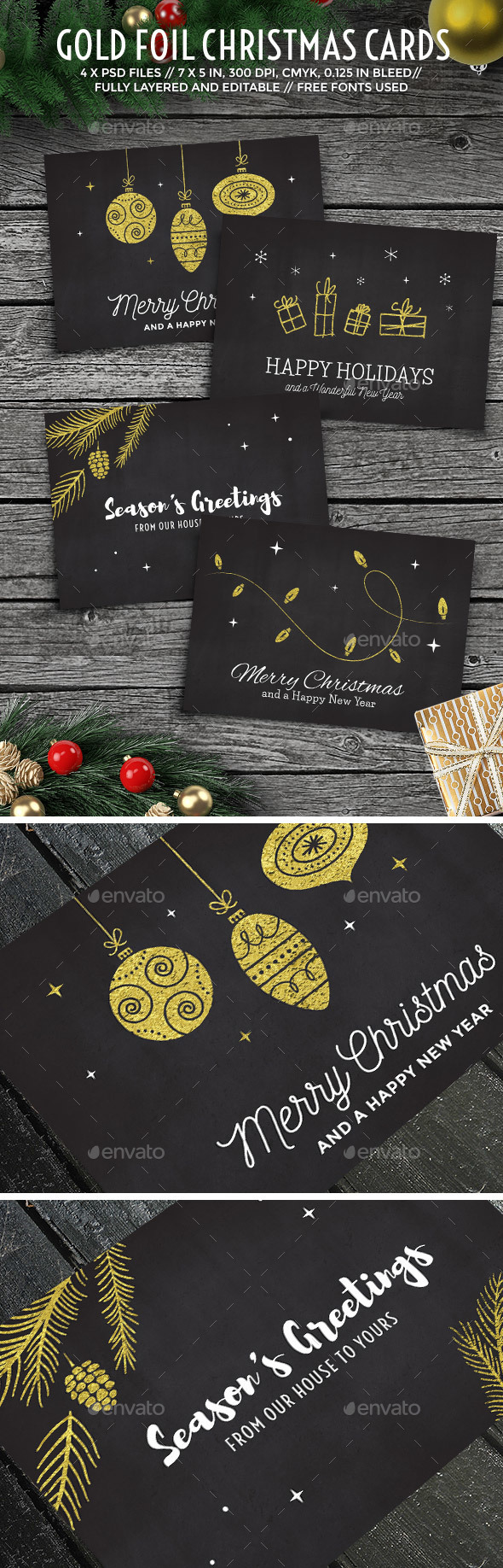 Gold Foil Christmas Cards