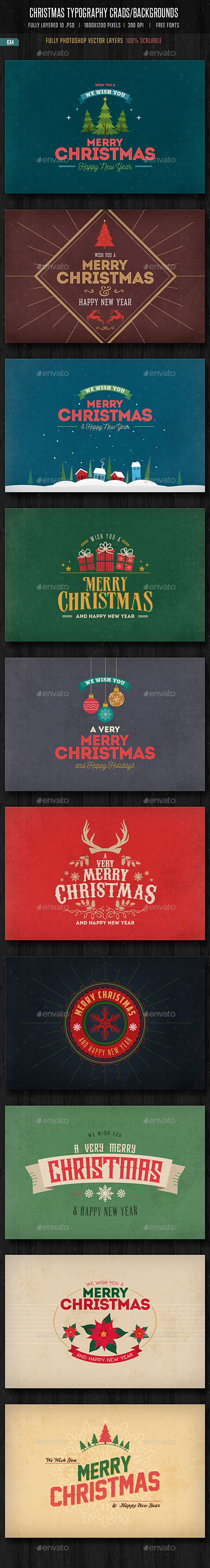 Typography Christmas Cards/ Backgrounds