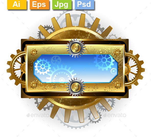 Banner with Gears on a White Background - Decorative Symbols Decorative