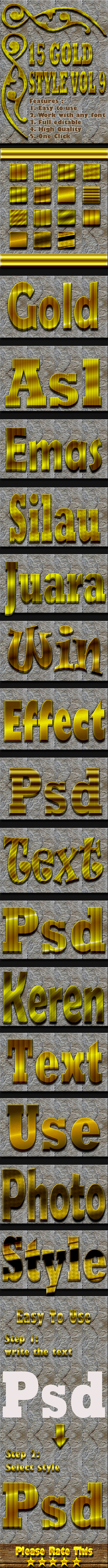 15 Gold Text Effect Style Vol 9 - Styles Photoshop