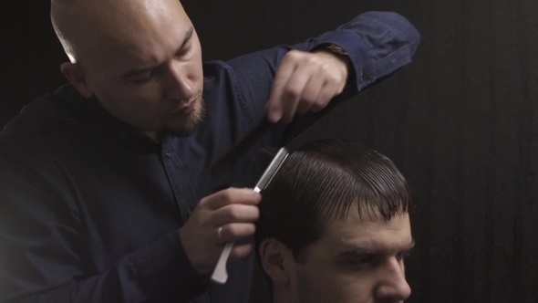 Professional Haircut With Razor At The Beauty