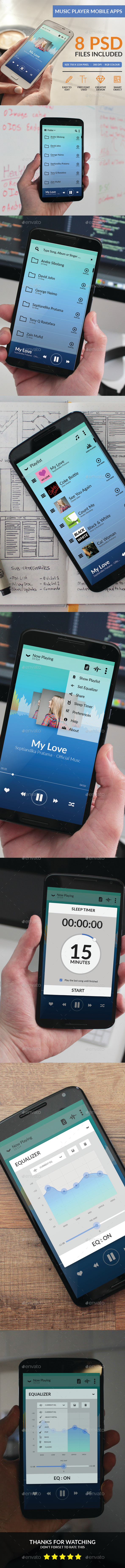 Music Player Mobile Apps - User Interfaces Web Elements