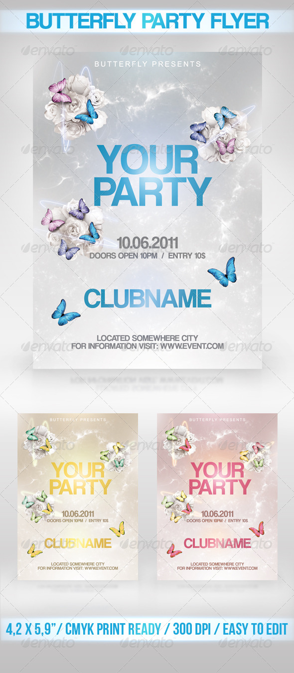 Butterfly Party Flyer - Clubs & Parties Events