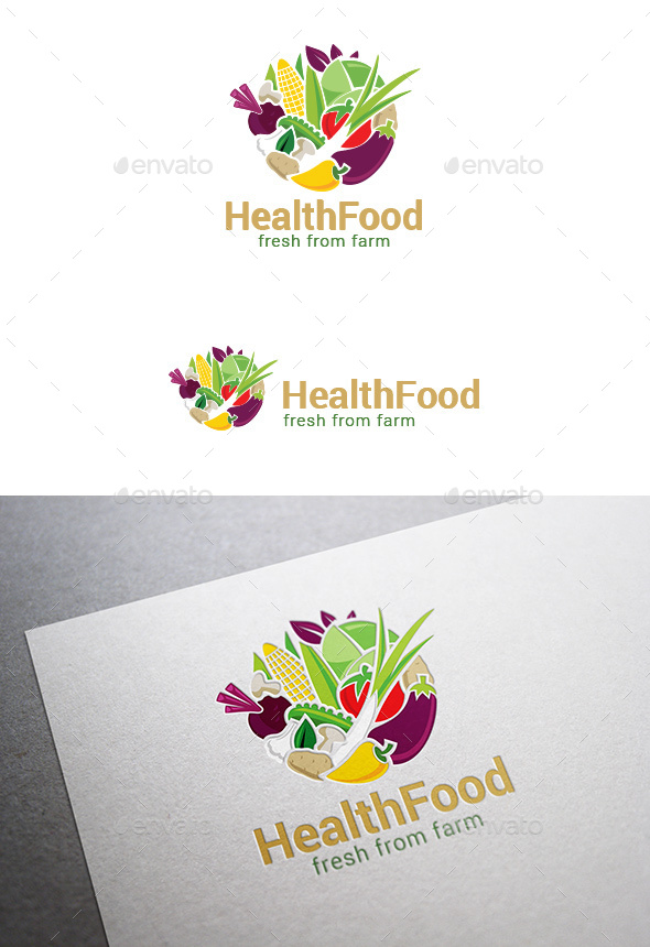 Circle Farm Eco Food Logo Vegetables - Food Logo Templates
