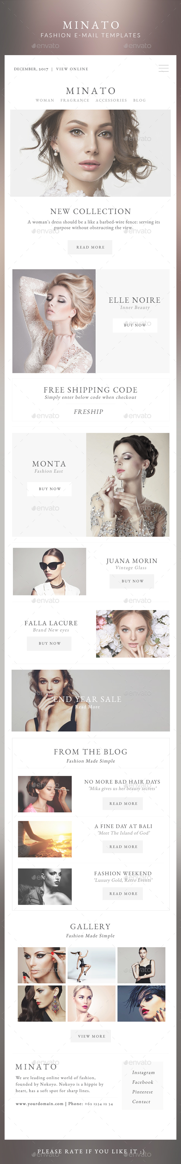 Fashion Email Templates - Minato - E-newsletters Web Elements