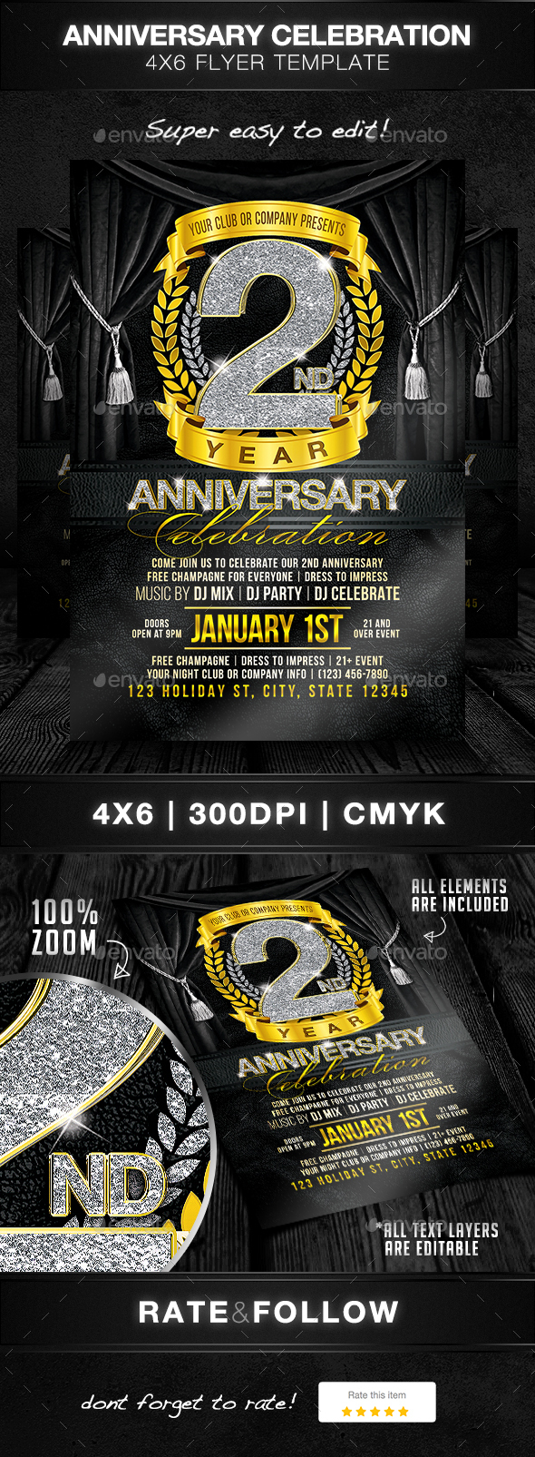 Anniversary Celebration Flyer Template - Clubs & Parties Events