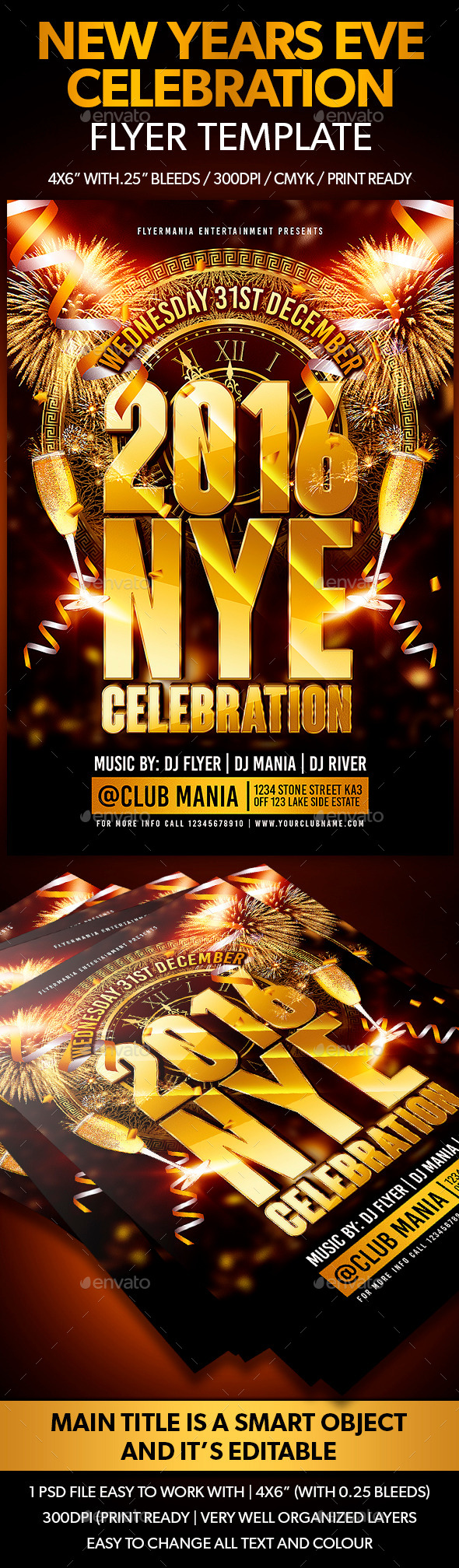 New Years Eve Celebration Flyer Template - Clubs & Parties Events