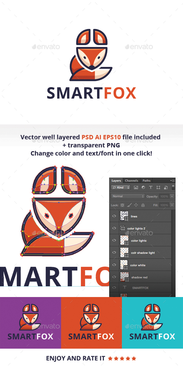Smart Fox - Animals Logo Templates