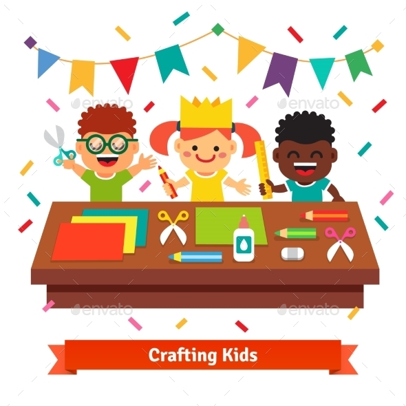 Kids Crafts In Kindergarten. Creative Children - People Characters