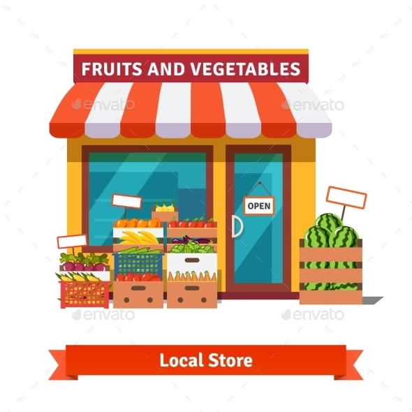 Local Fruit and Vegetables Store Building - Concepts Business