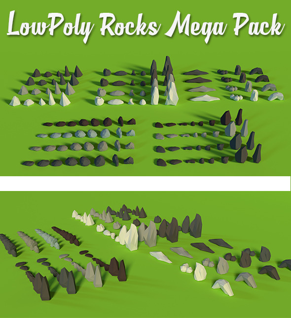 LowPoly Rocks MegaPack - 3Docean 13668250