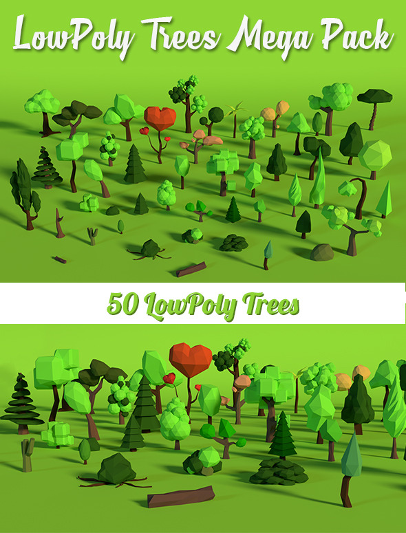 LowPoly Trees MegaPack - 3Docean 13668356
