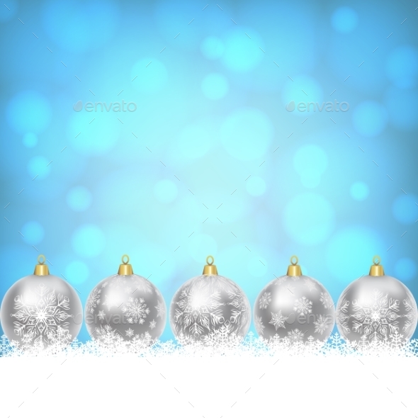 Christmas Balls On Shiny Blue Background - Christmas Seasons/Holidays