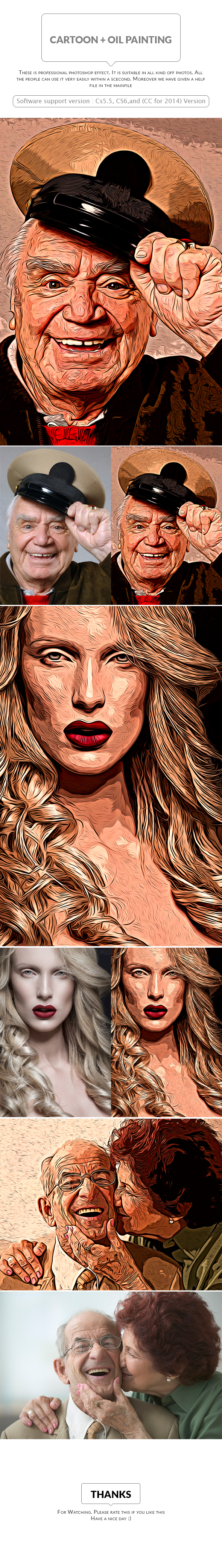 Cartoon Oil Painting - Photo Effects Actions