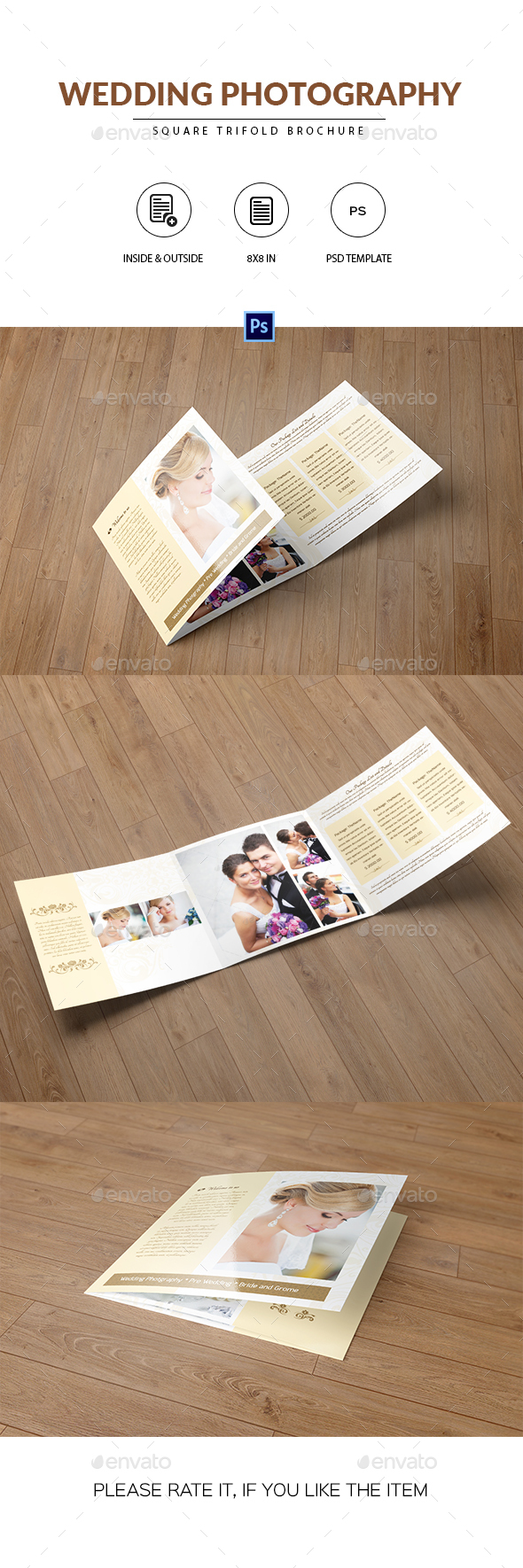 Square Trifold for Wedding Photographer - Catalogs Brochures