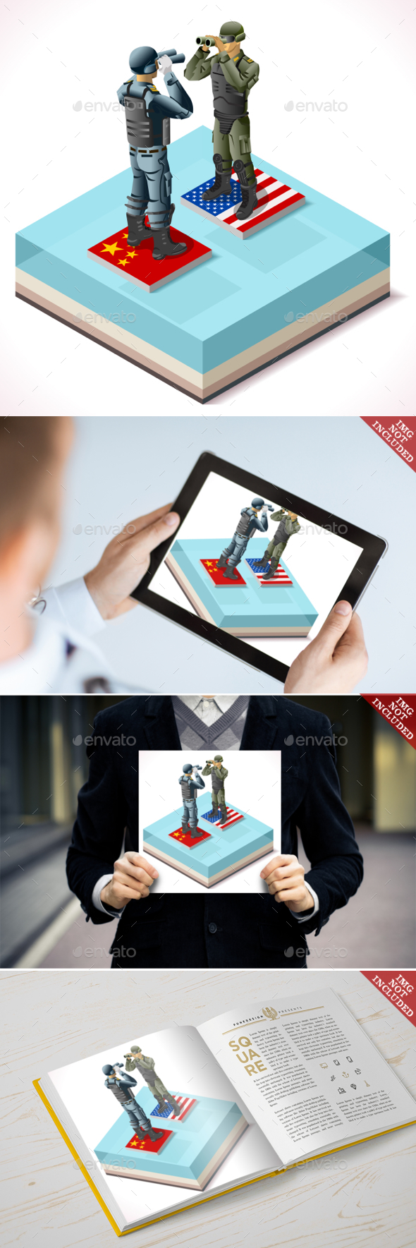 China Usa 01 Infographic Isometric - People Characters
