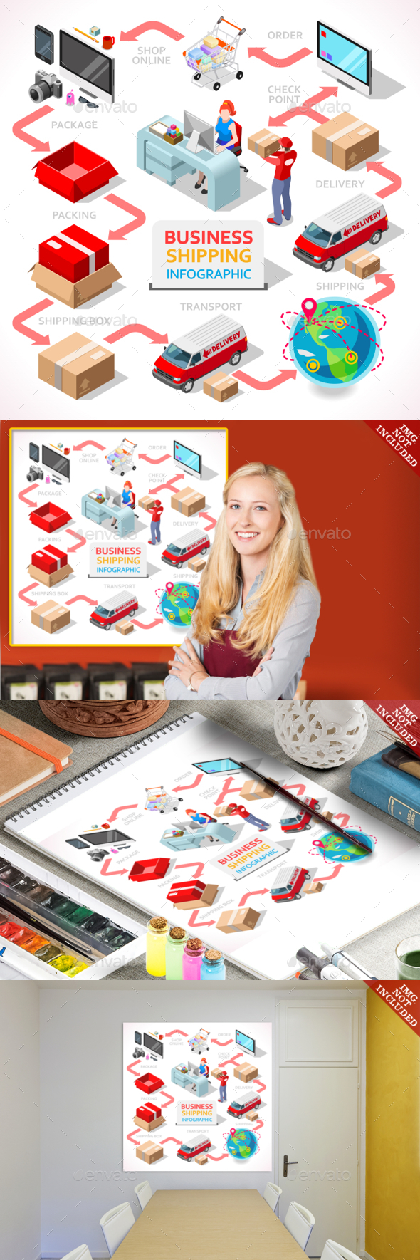 Delivery 01 Infographic Isometric - Conceptual Vectors