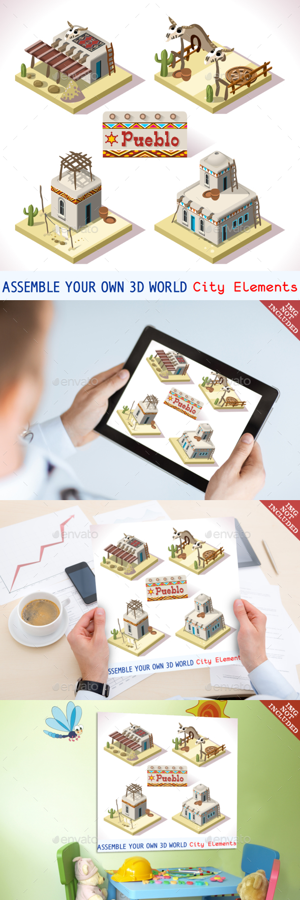 Pueblo Tiles 01 Set Isometric - Buildings Objects
