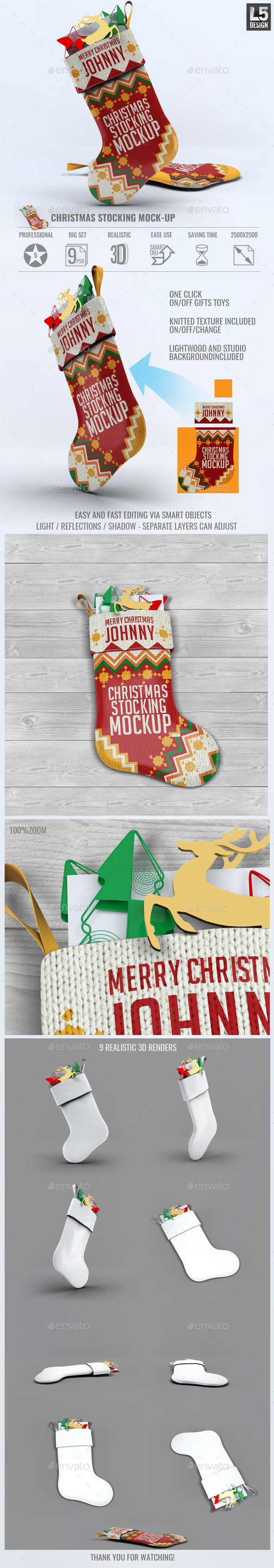 Christmas Stocking Mock Up By L5design Graphicriver