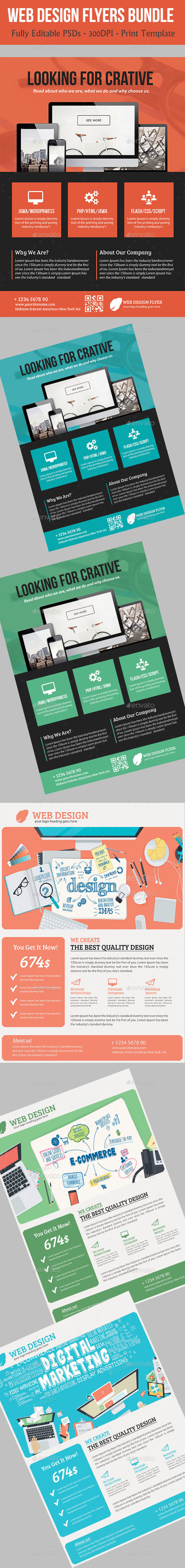 Web Design Flyers Bundle - Flyers Print Templates