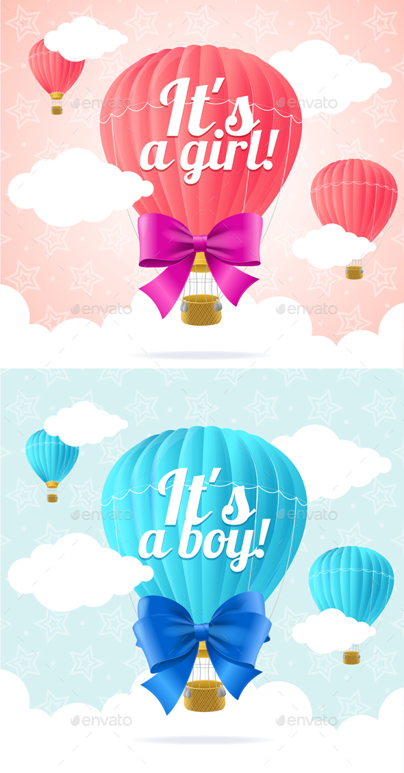 Boy Card and Girl Card. Vector - Conceptual Vectors