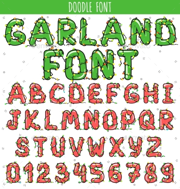 Font Garland. New Year And Christmas Alphabet - Christmas Seasons/Holidays
