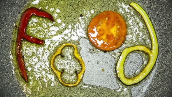 Vegetable Letters Being Stir Fried 