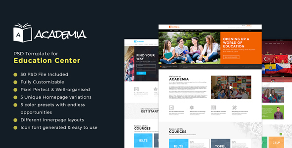 Academia - Educational PSD Template - Business Corporate