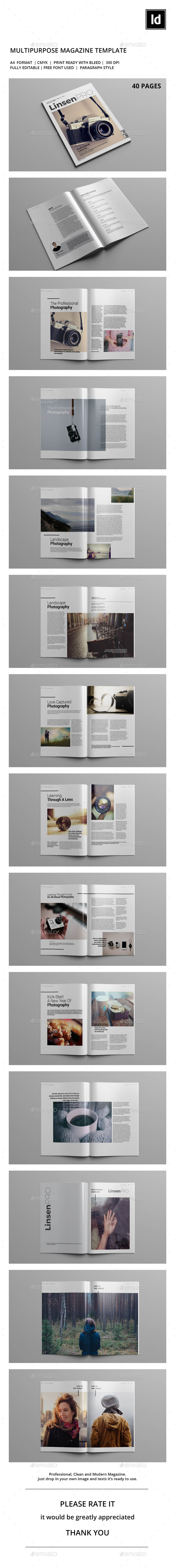 Linsen PRO Magazine Template - Magazines Print Templates