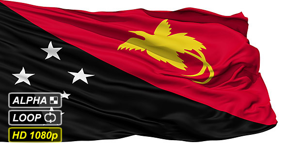 Isolated Waving National Flag Of Papua New Guinea