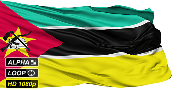 Isolated Waving National Flag Of Mozambique