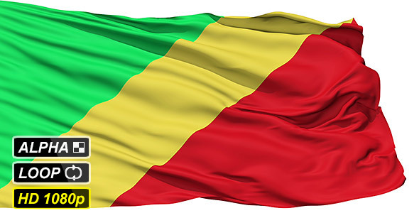 Isolated Waving National Flag Of Republic of Congo alt