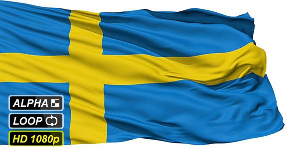 Isolated Waving National Flag Of Sweden