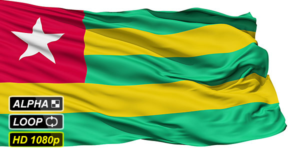 Isolated Waving National Flag Of Togo alt