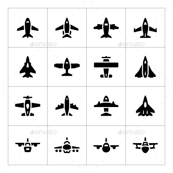 Set Icons of Planes - Man-made objects Objects