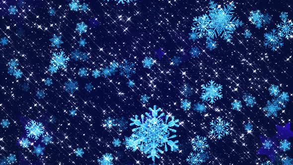 4k Magic Blue Snowflakes