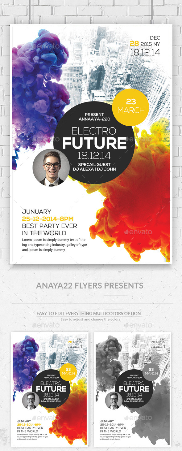 Electro Smoke Futuristic Flyer - Clubs & Parties Events