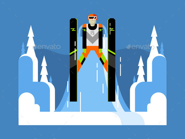 Ski Jumping Flat - Sports/Activity Conceptual
