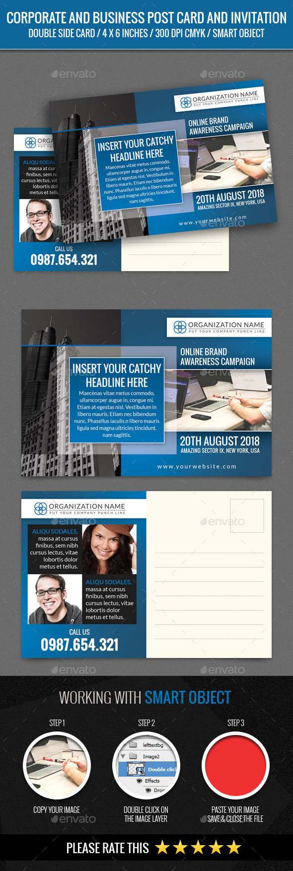 Corporate and Business Post Card Template - Cards & Invites Print Templates