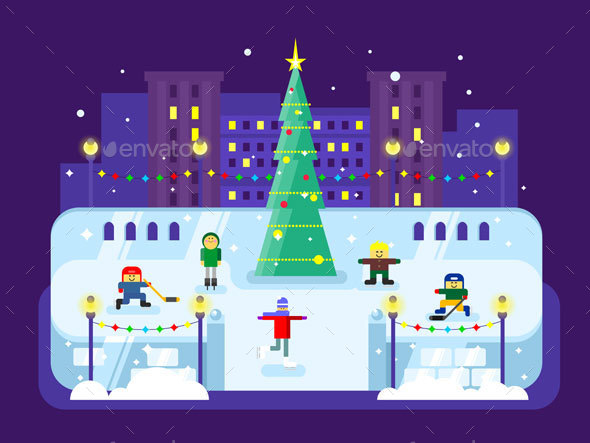 Municipal Skating Rink Christmas Tree - Christmas Seasons/Holidays