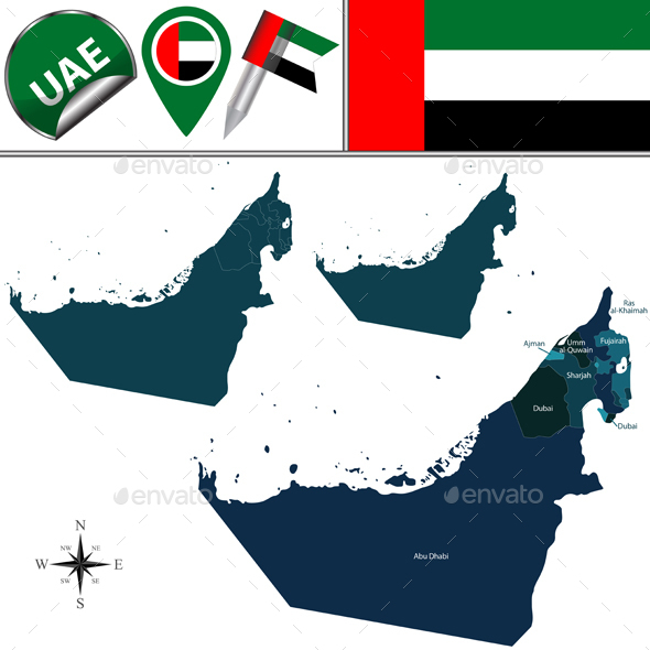Map of United Arab Emirates - Travel Conceptual