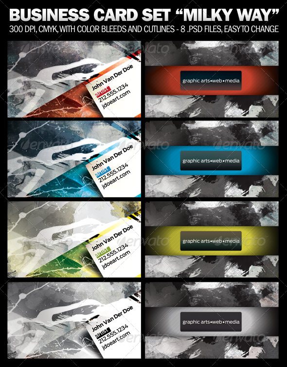 4 Business Card Set "Milky Way" - Grunge Business Cards