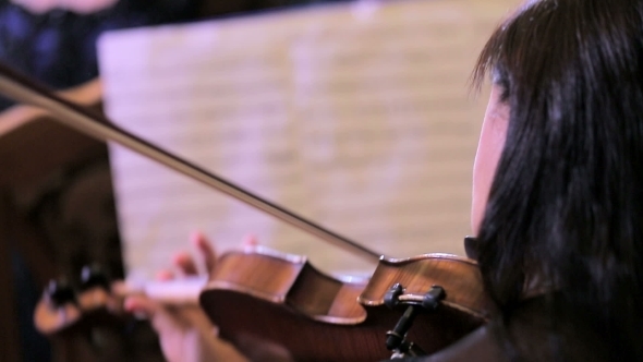 Female Violinist Musician Playing Classical Violin