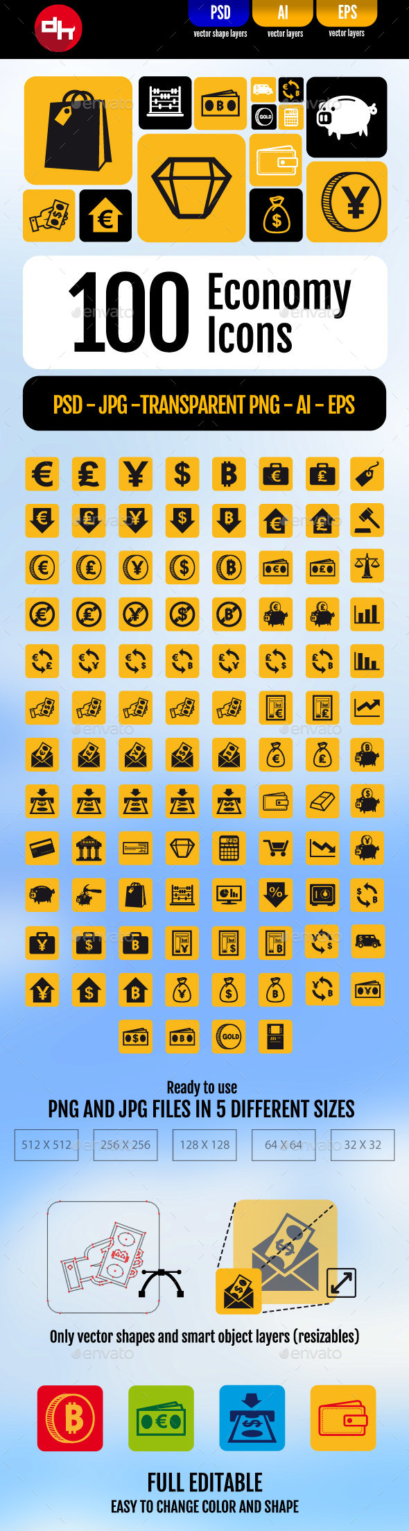 100 Economy Icons Pack - Business Icons