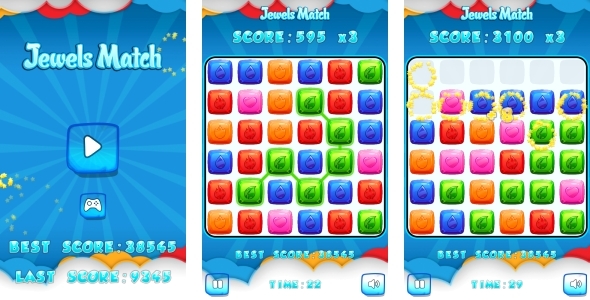 Jewels Match - HTML5 Game + Mobile + AdMob (Construct 3 | Construct 2 | Capx) - 41