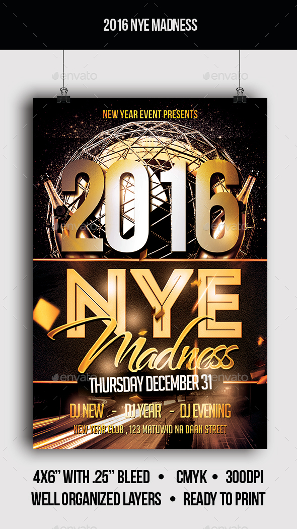 2016 NYE Madness - Flyer - Clubs & Parties Events
