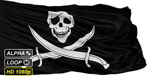 Isolated Black Pirate Flag With Skull and Daggers
