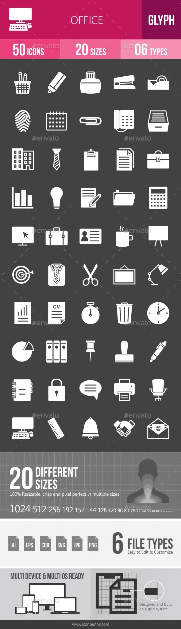 Office Glyph Inverted Icons - Icons